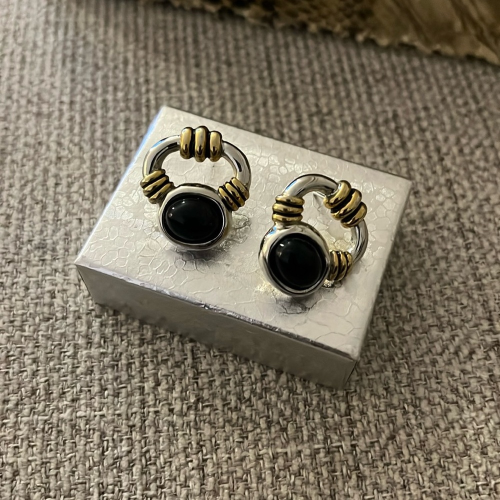 Gold Black and Silver earrings